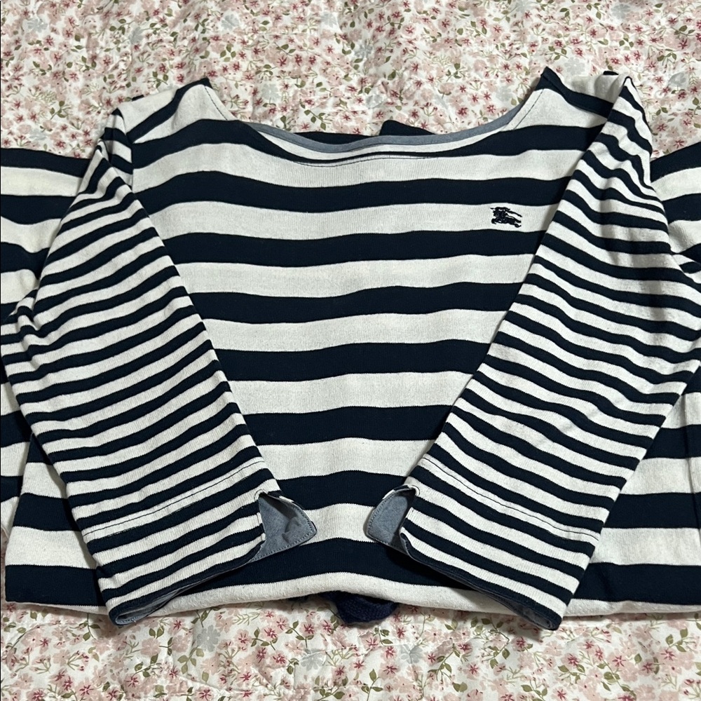 Burberry Blue Label Navy and White Striped Boatneck Dress
